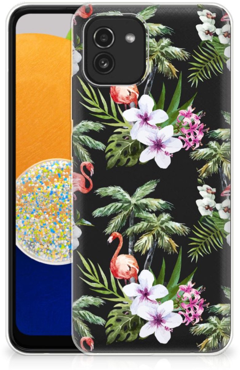 Samsung Galaxy A03 TPU Hoesje Flamingo Palms