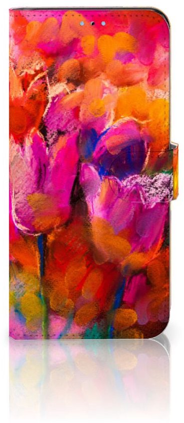 Coque OPPO Reno8 Pro Cuir PU Premium Housse Portefeuille Coque pour Tulipes