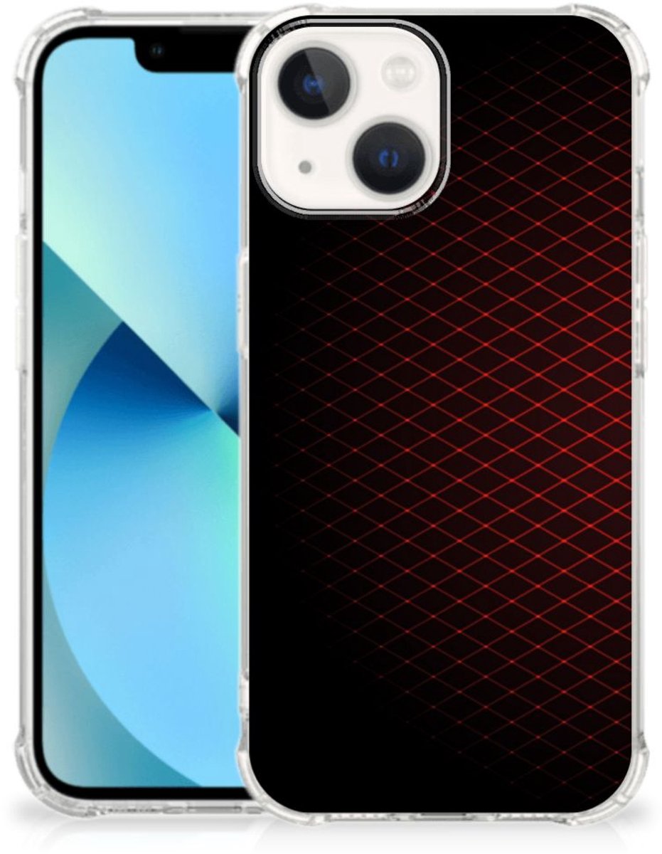iPhone 13 mini Doorzichtige Silicone Hoesje Geruit Rood