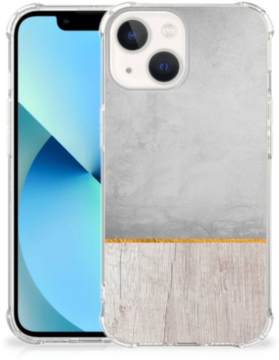 iPhone 13 mini Stevig Telefoonhoesje Wood Concrete