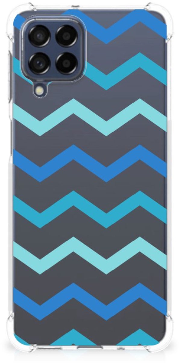 Samsung Galaxy M53 Doorzichtige Silicone Hoesje Zigzag Blauw
