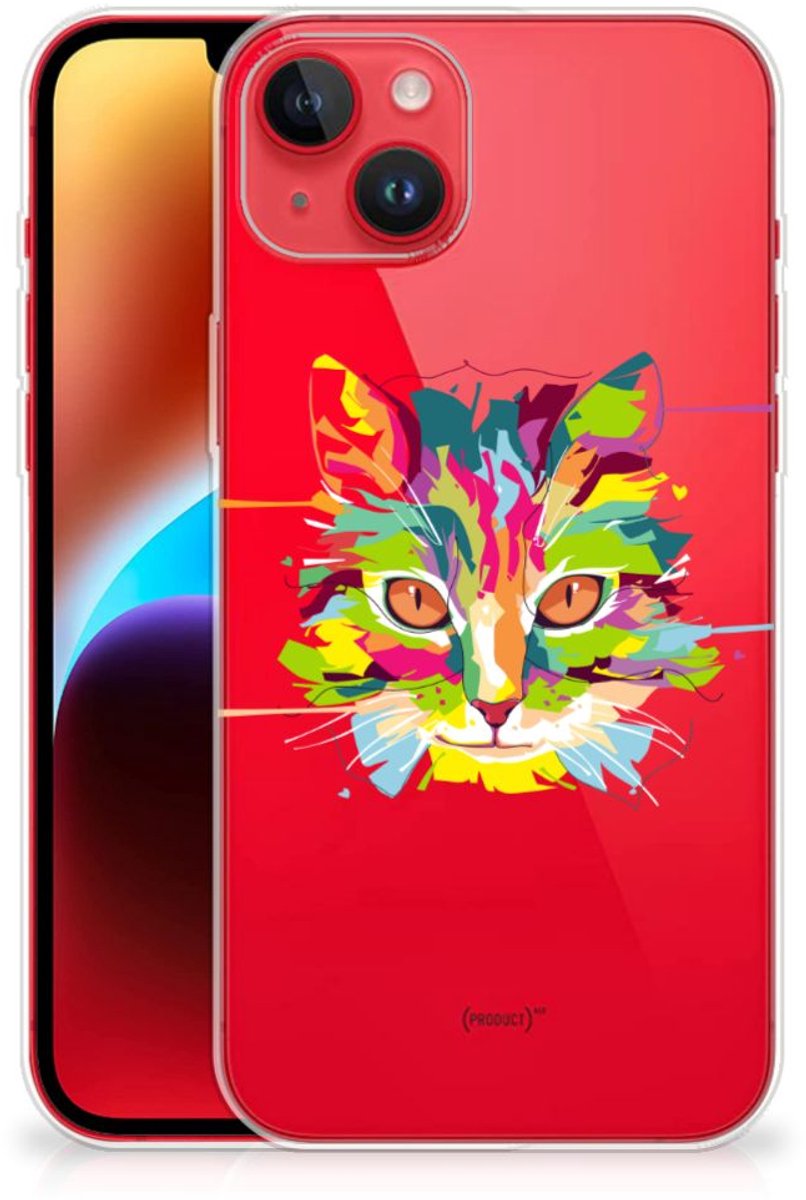iPhone 14 Plus Telefoonhoesje met Naam Cat Color
