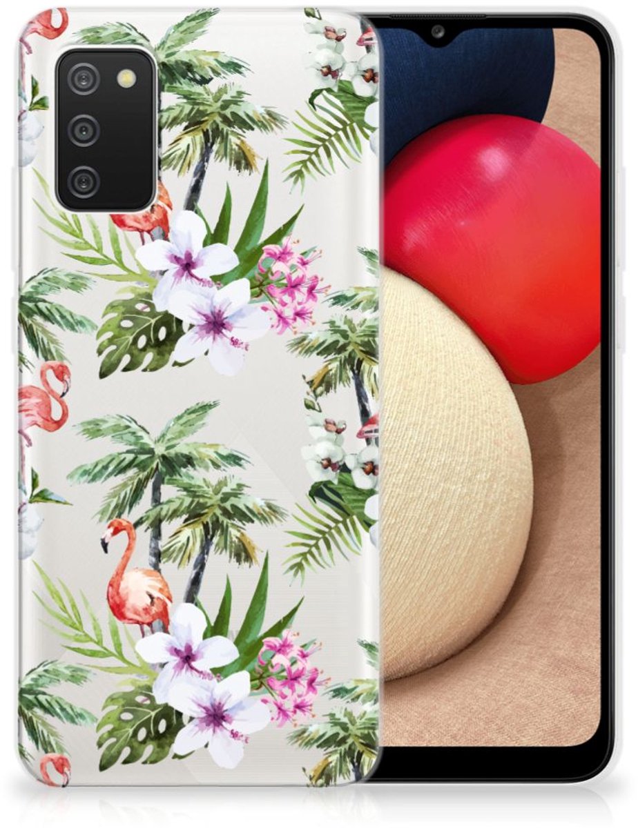 Samsung Galaxy A02s TPU Hoesje Flamingo Palms