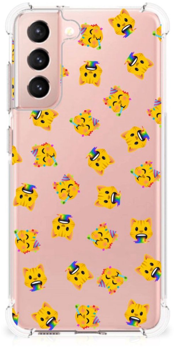 Doorzichtige Silicone Hoesje voor Samsung Galaxy S21 FE Katten Emojis