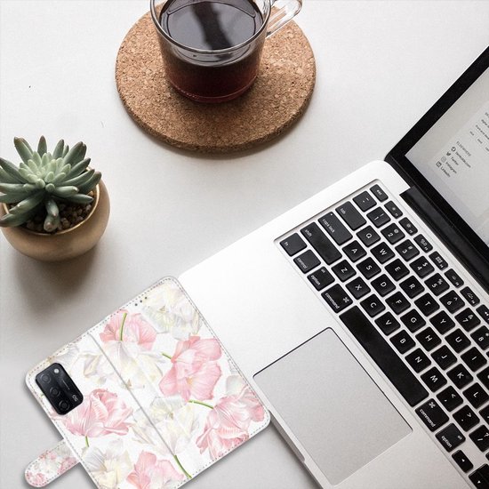 Coque Téléphone OPPO A16 | A16s PU Premium Housse pour Belles Fleurs Cadeau d'anniversaire Petite Amie