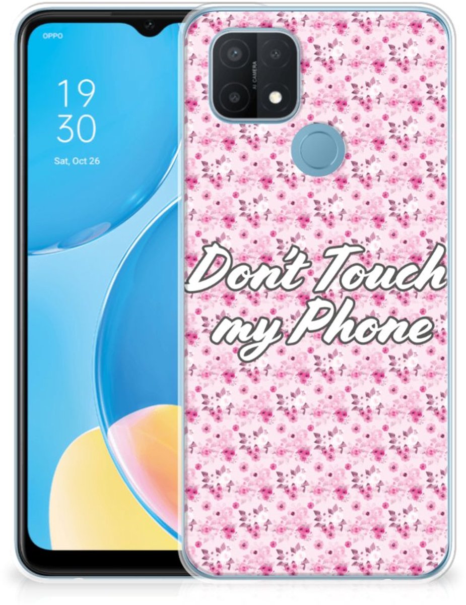 OPPO A15 Silicone-hoesje Flowers Pink DTMP