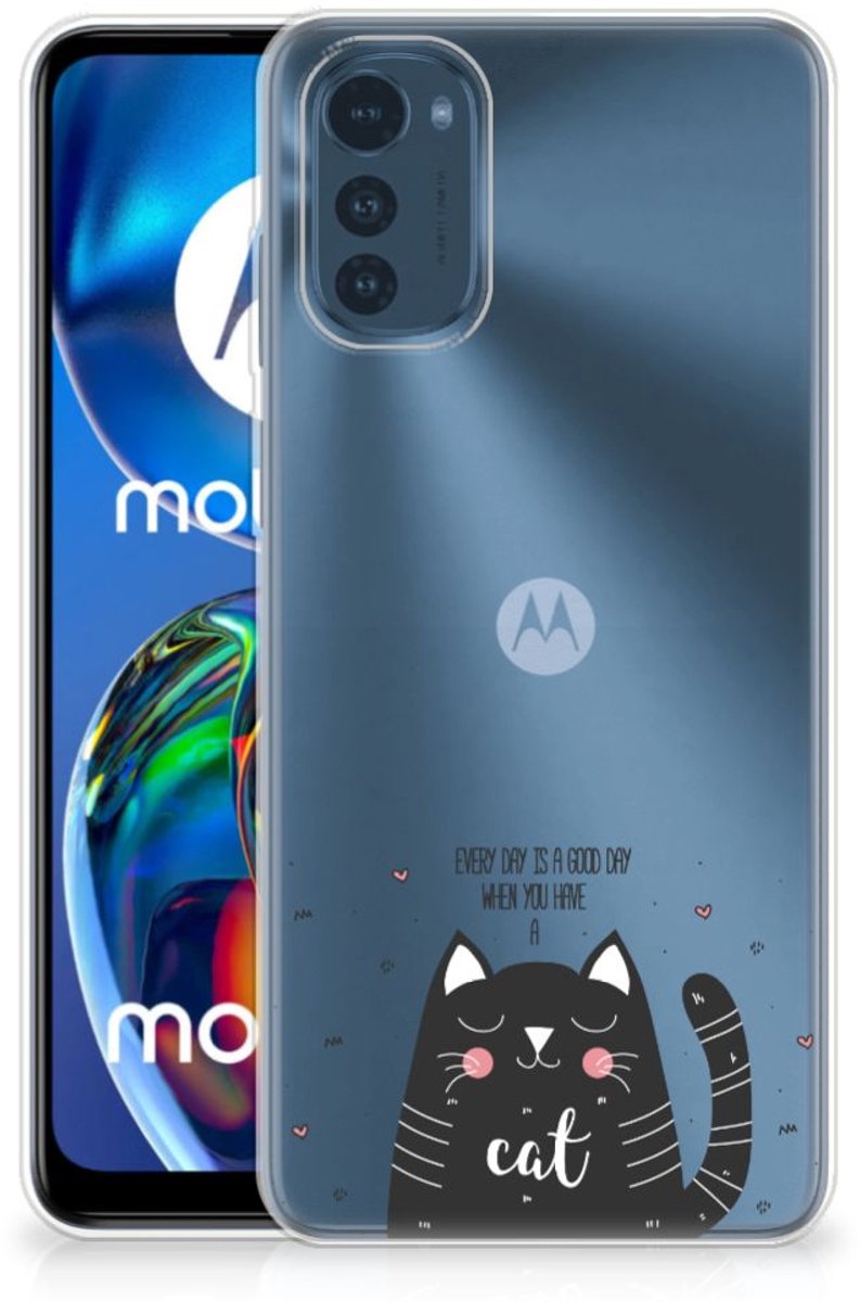 TPU Hoesje voor Motorola Moto E32/E32s Telefoonhoesje met Naam Cat Good Day