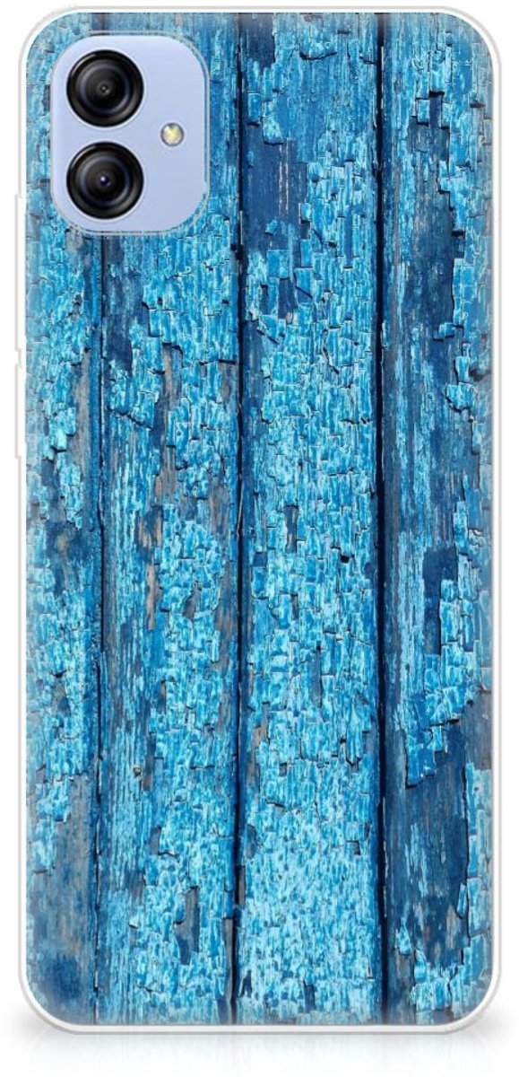 Samsung Galaxy A04e Bumper Hoesje Wood Blue