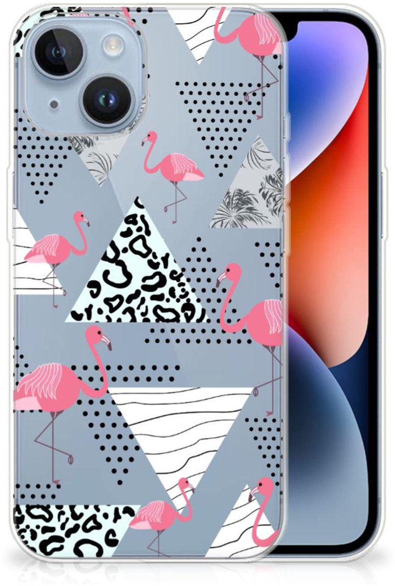 Apple iPhone 14 TPU Hoesje Flamingo Triangle