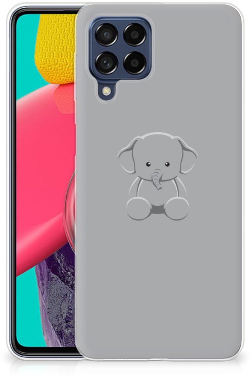 Samsung Galaxy M53 Telefoonhoesje met Naam Grijs Baby Olifant