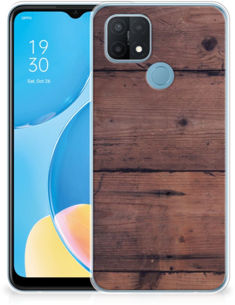 OPPO A15 Bumper Hoesje Old Wood