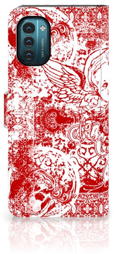Cas de téléphone portable Nokia G11 | Étui style livre G21 crâne d' Angel rouge