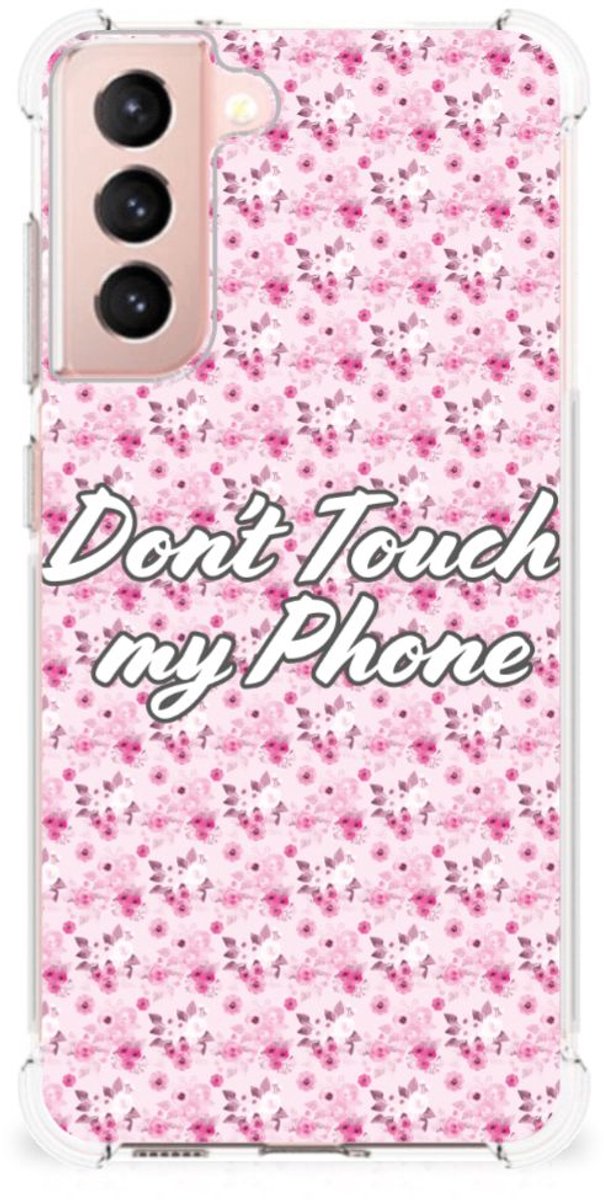 TPU Case Anti-Shock voor Samsung Galaxy S21 FE Anti Shock Case Flowers Pink DTMP