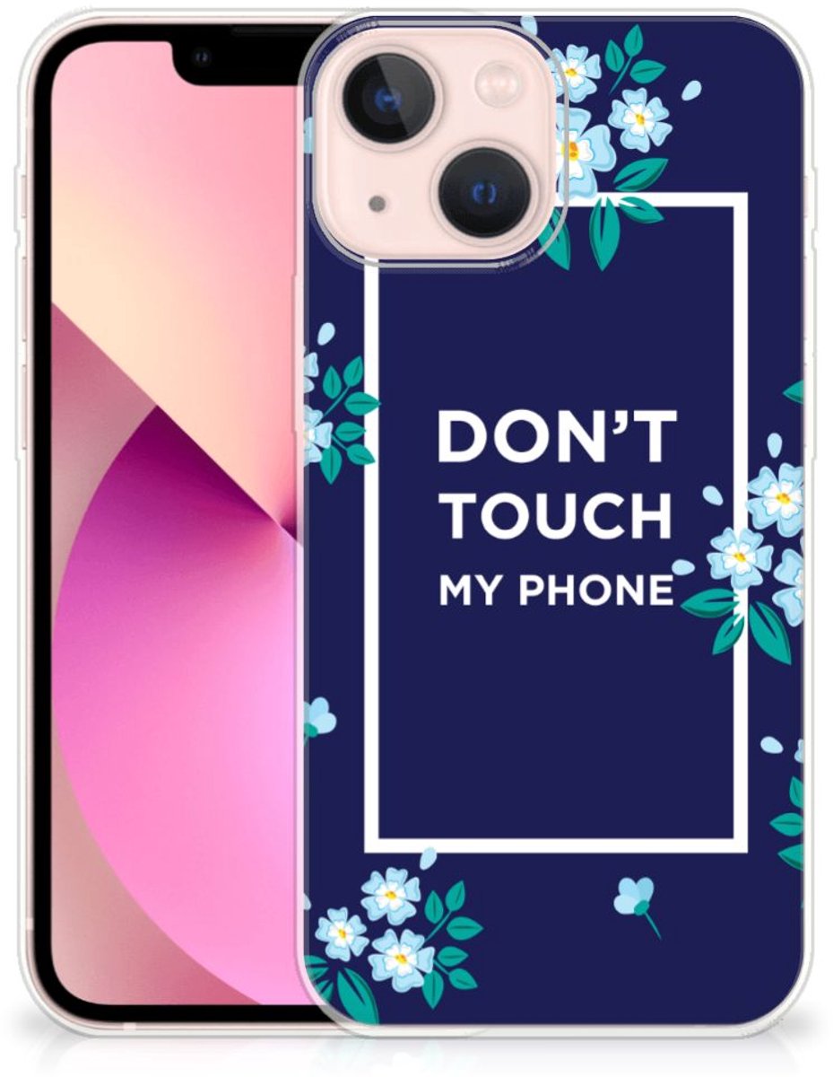 TPU Hoesje voor iPhone 13 mini Silicone-hoesje Flowers Blue DTMP