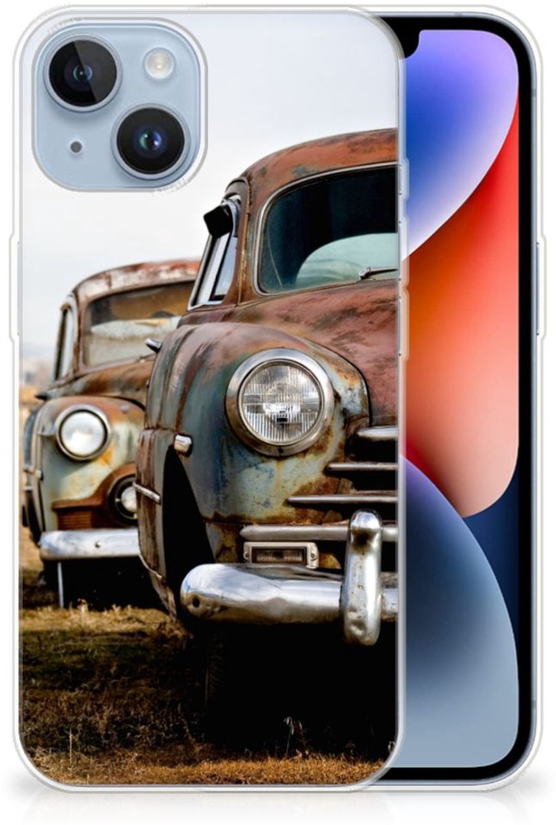 Apple iPhone 14 Siliconen Hoesje met foto Vintage Auto