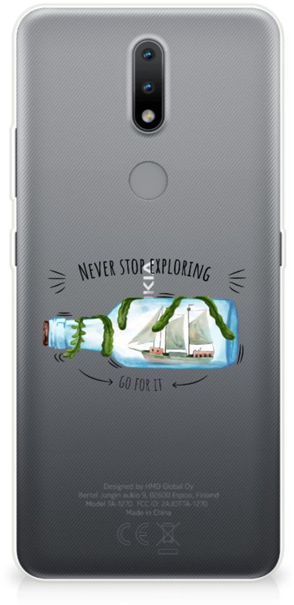 Nokia 2.4 Telefoonhoesje met Naam Boho Bottle
