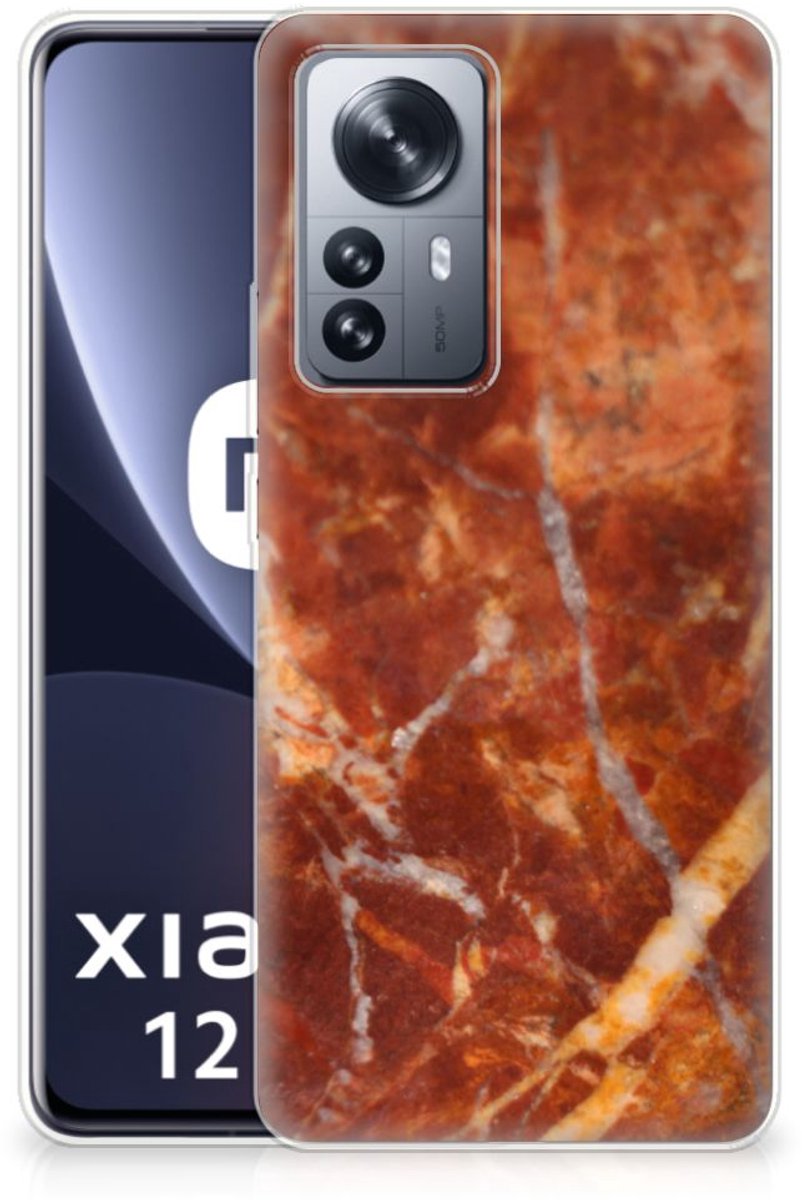 Xiaomi 12 Pro TPU Siliconen Hoesje Marmer Bruin
