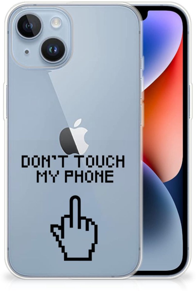 Apple iPhone 14 Silicone-hoesje Finger Don't Touch My Phone