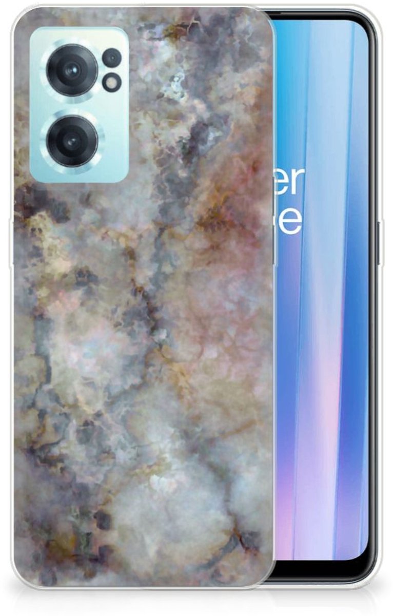 OnePlus Nord CE 2 5G TPU Siliconen Hoesje Marmer Grijs