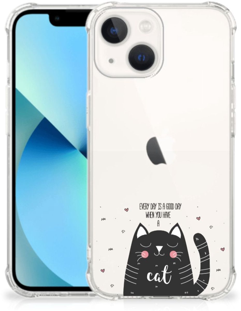 iPhone 13 mini Stevig Bumper Hoesje Cat Good Day