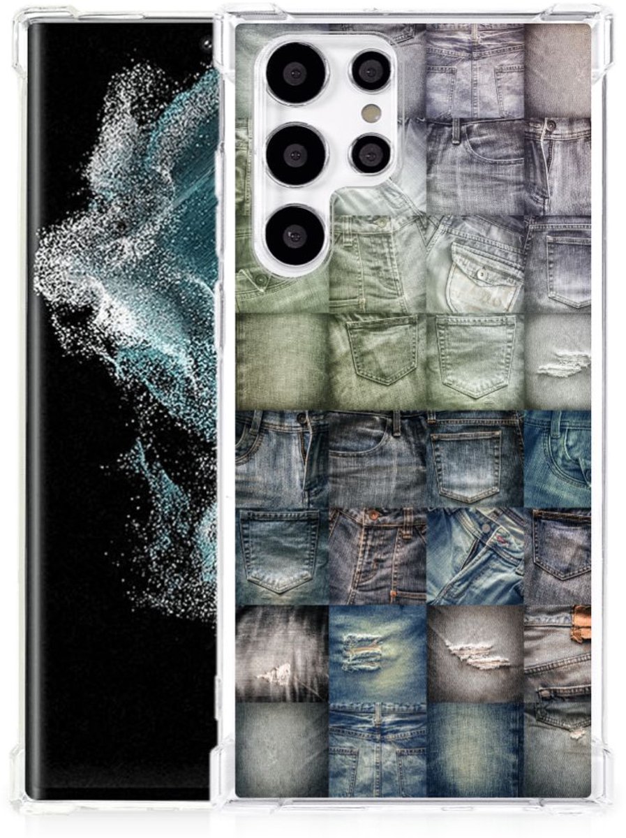 Anti Shock Bumper Case Samsung Galaxy S22 Ultra Spijkerbroeken