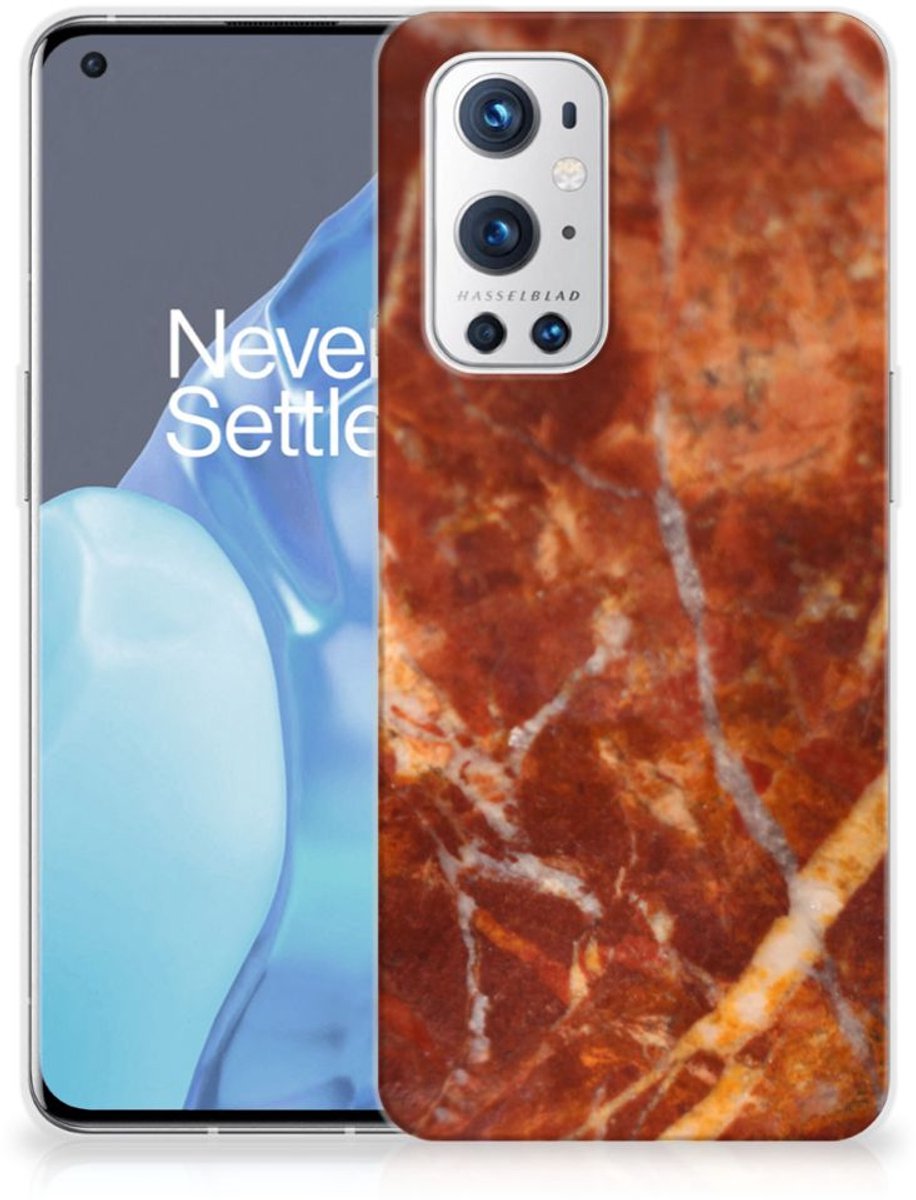 OnePlus 9 Pro TPU Siliconen Hoesje Marmer Bruin