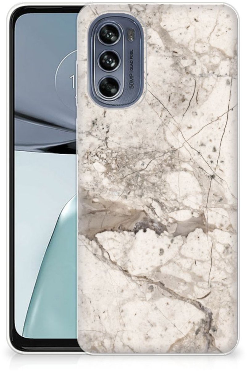 Motorola Moto G62 5G TPU Siliconen Hoesje Marmer Beige