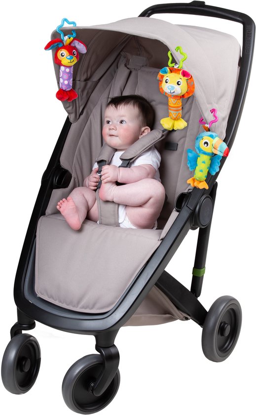 Playgro Tinkle Trio- Hangspeeltjes - Kinderwagenspeeltjes - Rammelaar - Kinderwagenaccessoire - Buggyaccessoire- Educatief Speelgoed - Knuffeldier - Knijpspeelgoed Baby - Ontwikkelingsspeelgoed Baby - Zacht baby speelgoed 3 stuks van Playgro — afbeelding 2