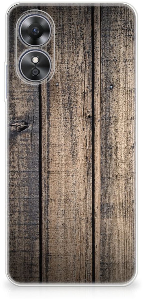Back Cover voor OPPO A17 Bumper Hoesje Steigerhout