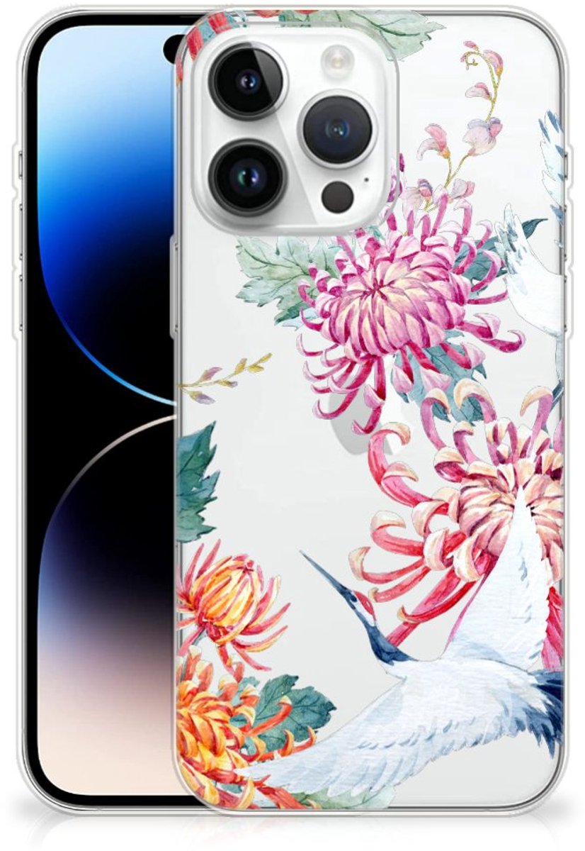 iPhone 14 Pro Max TPU Hoesje Bird Flowers