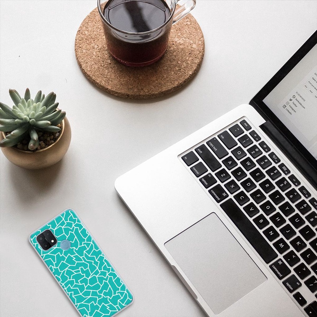 OPPO A15 Hoesje maken Cracks Blue