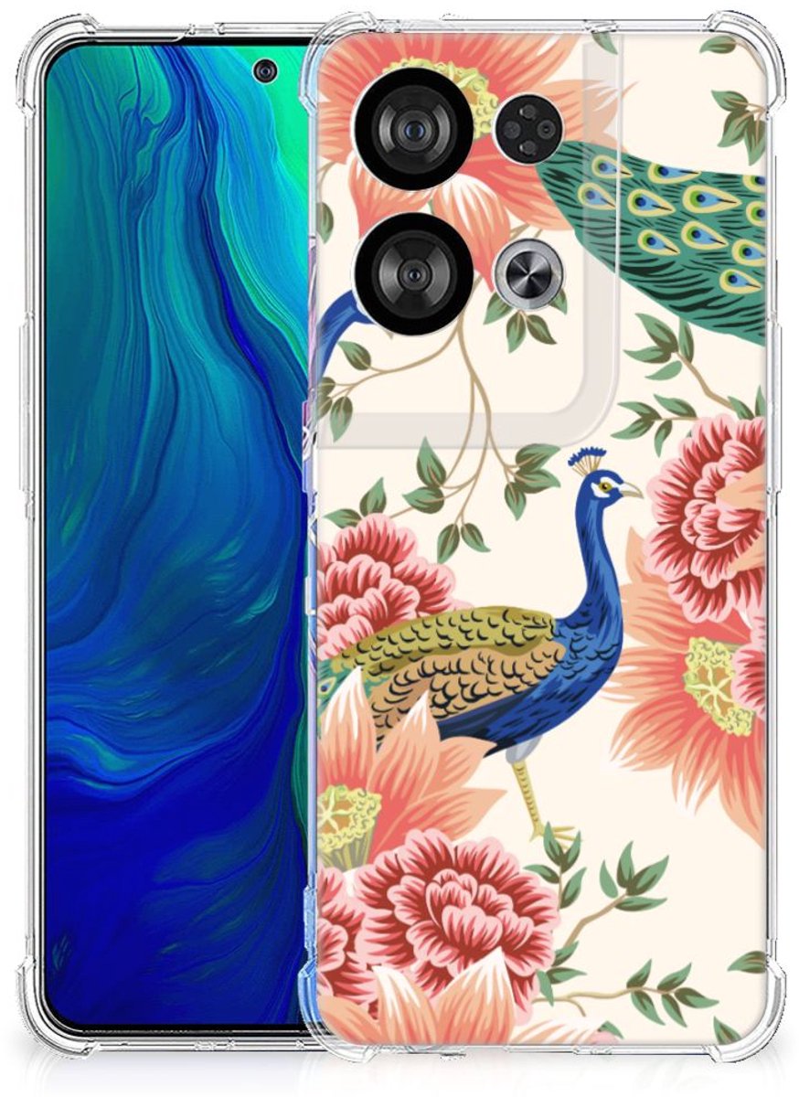 Case Anti-shock voor OPPO Reno8 Pink Peacock
