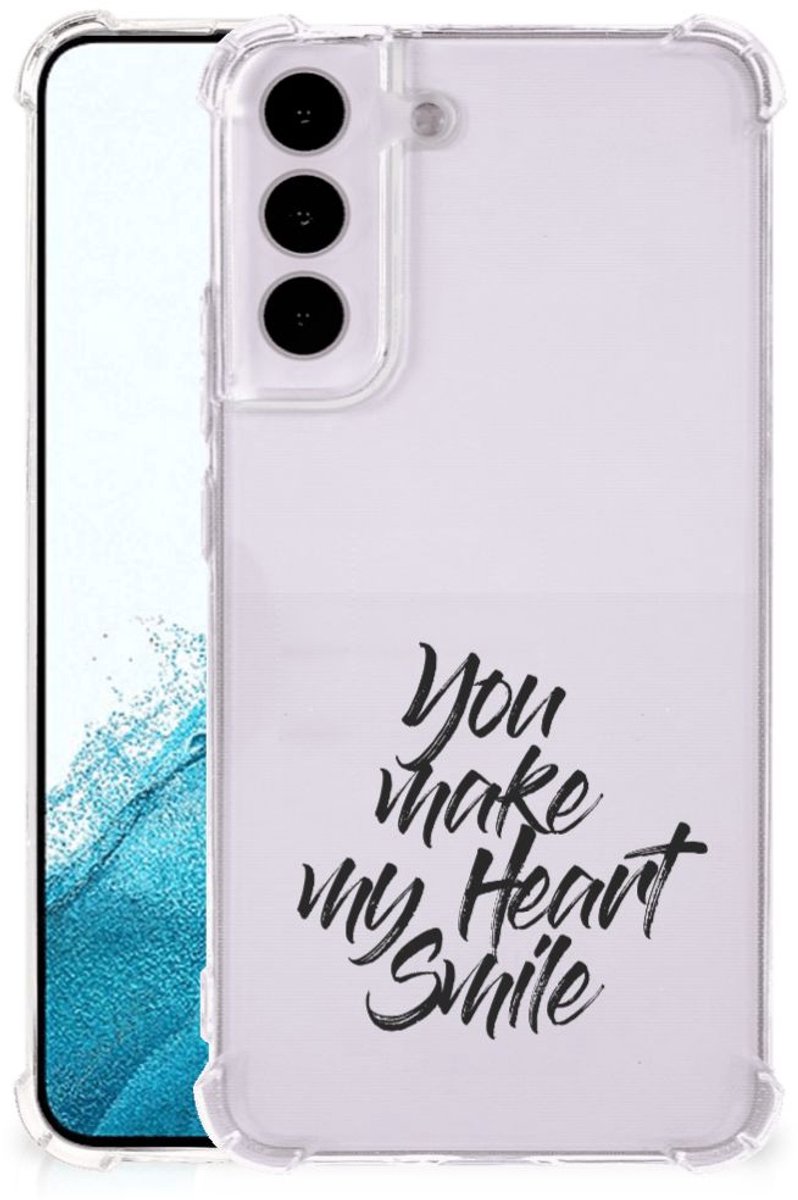 TPU Case Anti-Shock voor Samsung Galaxy S22 Telefoonhoesje met tekst Heart Smile