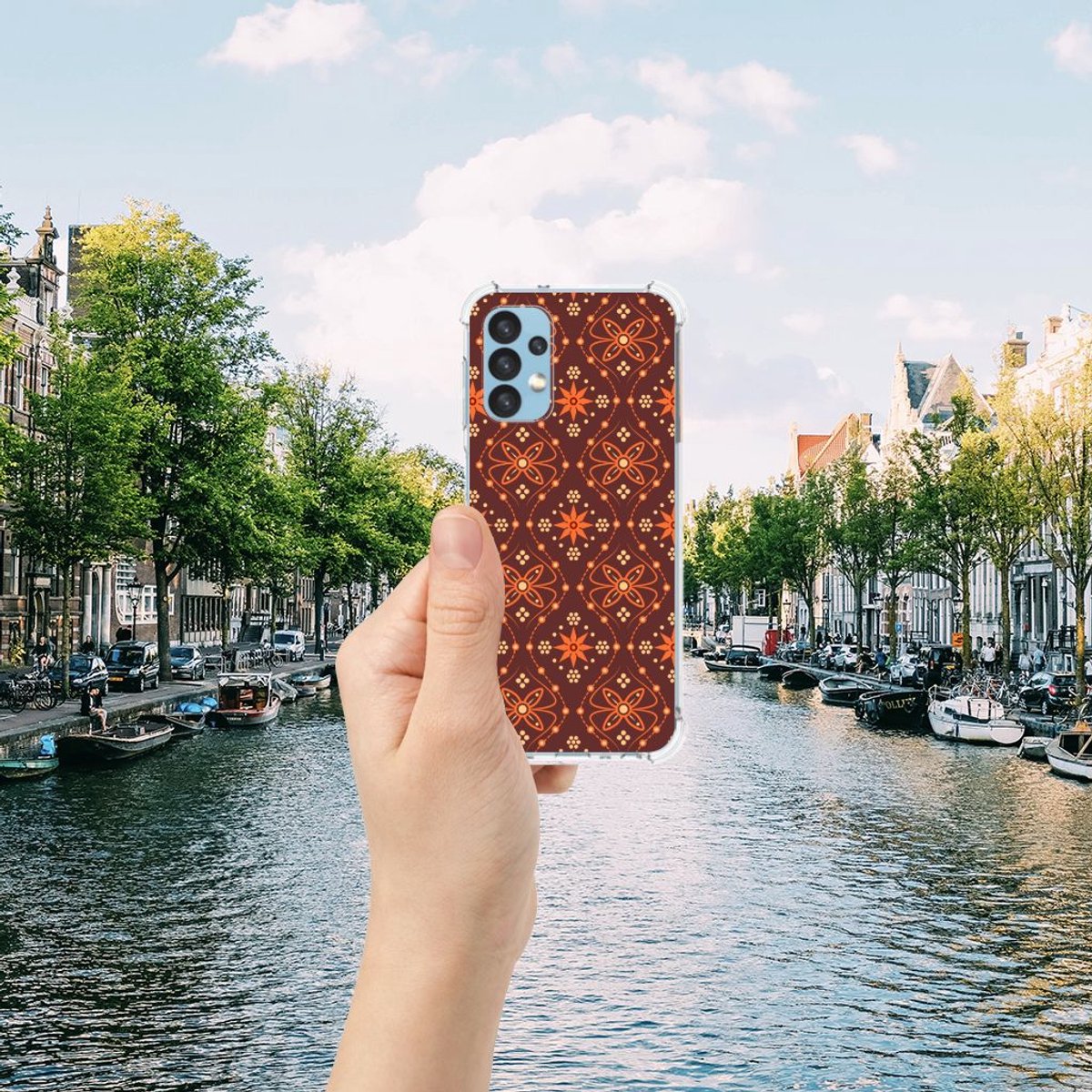 Samsung Galaxy A13 (4G) Doorzichtige Silicone Hoesje Batik Brown