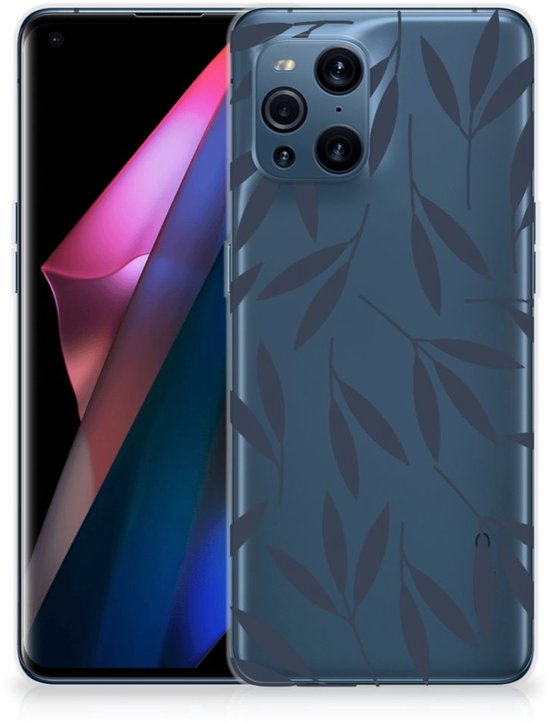 Silicone Gel Case pour OPPO Find X3 | X3 Pro Coque Feuilles Bleu