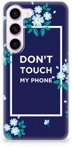 Housse en Cuir Etui de Protection pour Samsung Galaxy S23 Coque Téléphone Fleurs Bleues Dtmp
