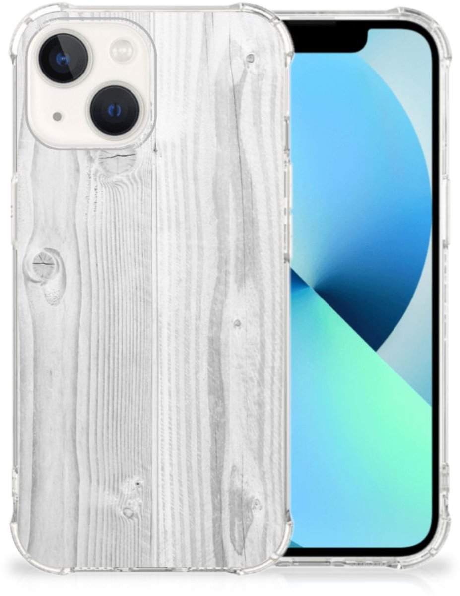 iPhone 13 Stevig Telefoonhoesje White Wood