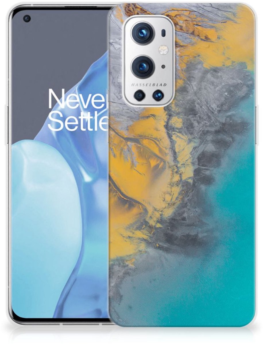 OnePlus 9 Pro TPU Siliconen Hoesje Marble Blue Gold
