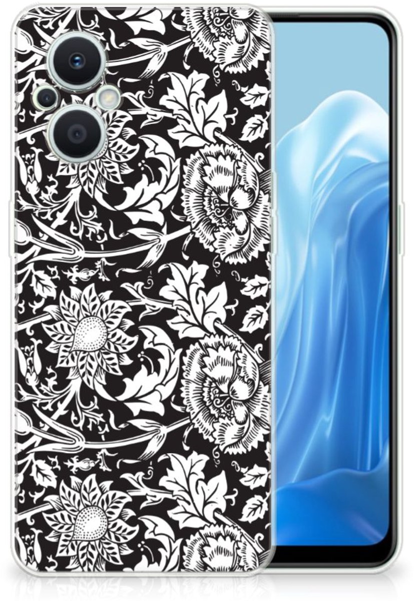 OPPO Reno8 Lite TPU Case Black Flowers
