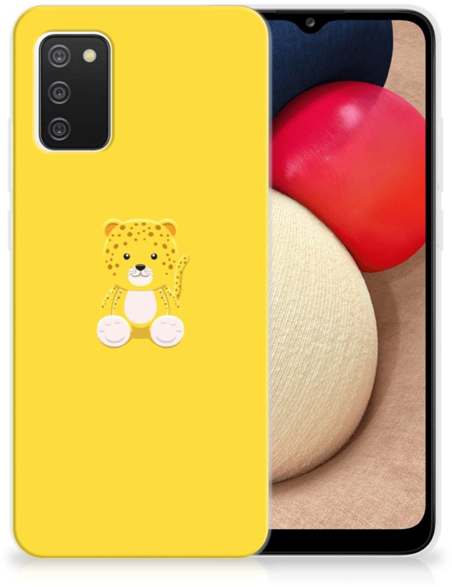 Back Cover voor Samsung Galaxy A02s Telefoonhoesje met Naam Baby Leopard