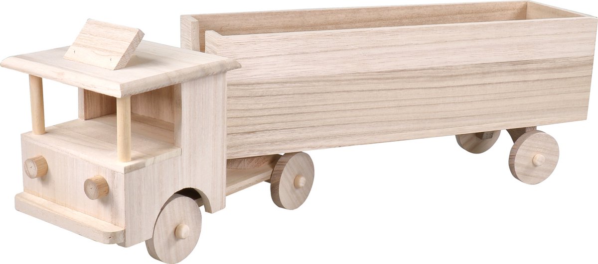 Bierverpakking | Vrachtwagen | Hout | 6 flessen | 51x12.5x15.5cm | naturel | 2 stuks