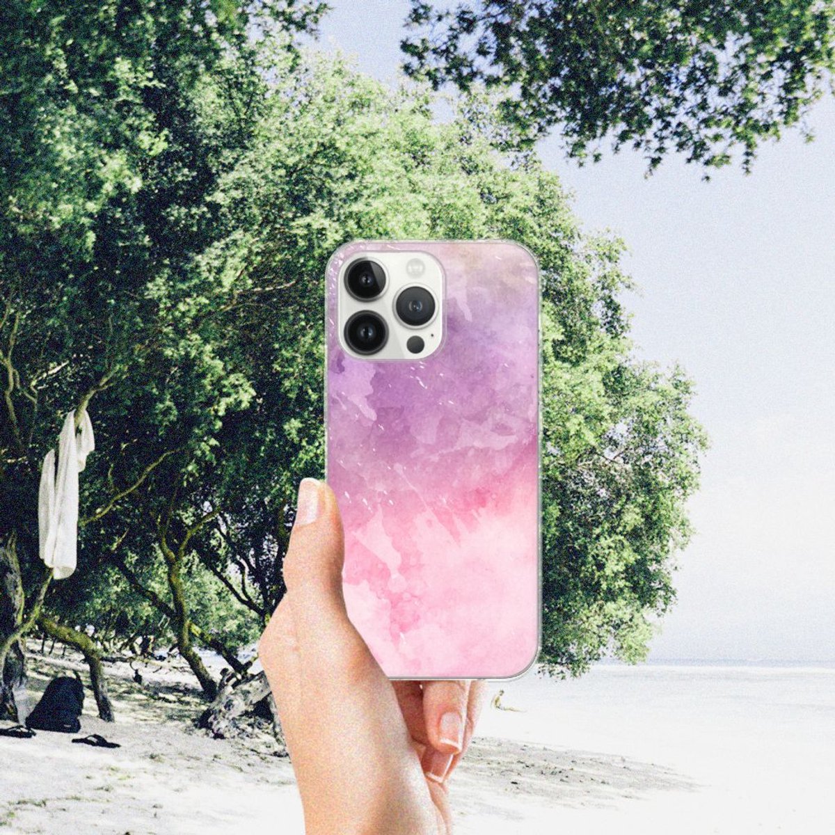 Hoesje maken iPhone 13 Pro Max Pink Purple Paint
