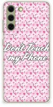 Coque arrière Coque en Siliconen Coque Samsung Galaxy S21FE avec texte Fleurs Pink Ne touchez pas mon téléphone