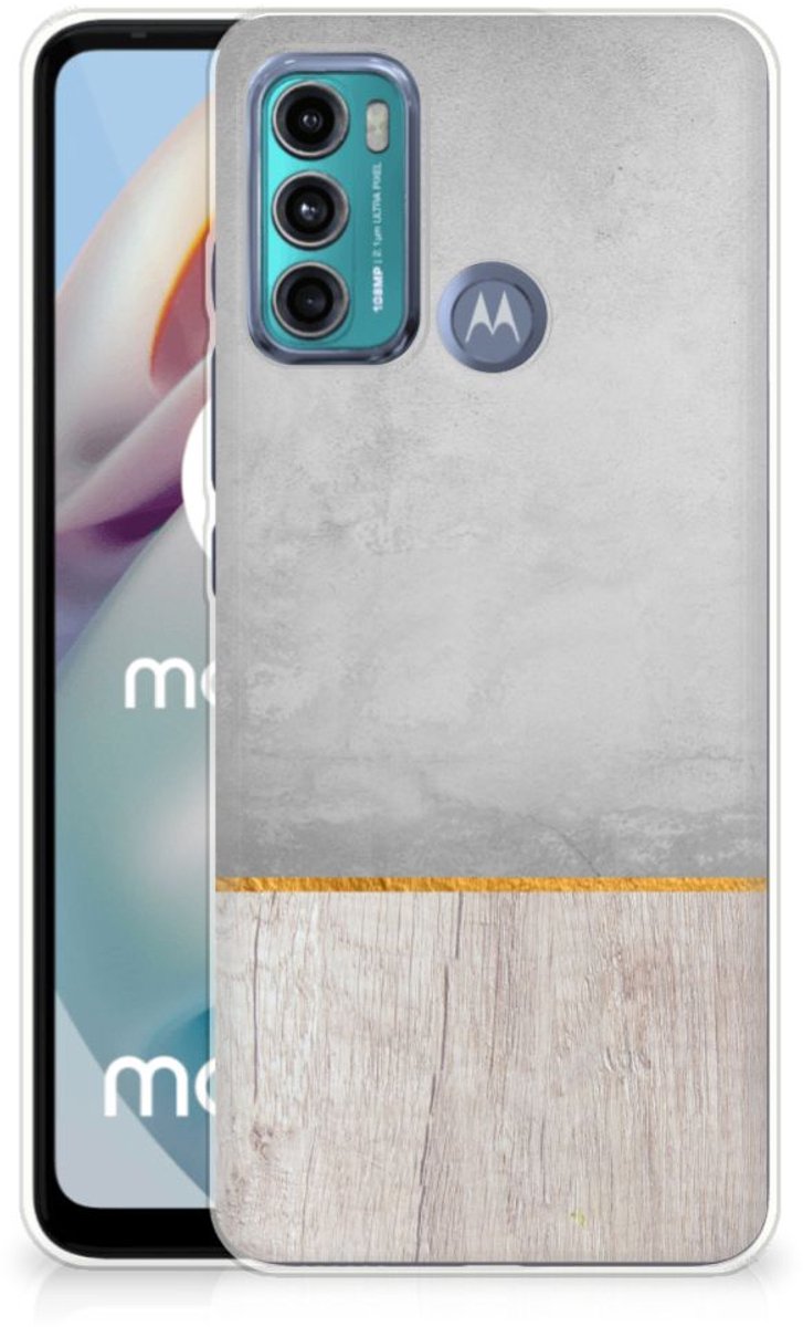 Motorola Moto G60 Bumper Hoesje Wood Concrete