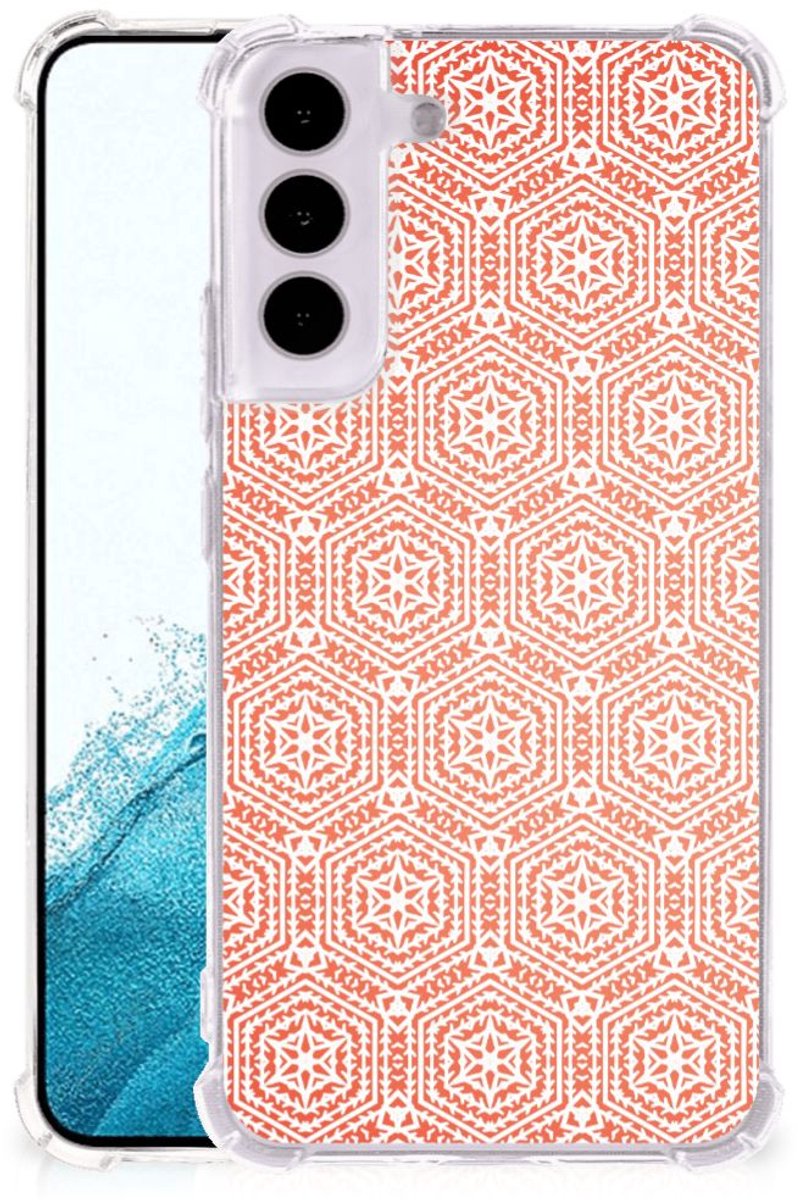 Samsung Galaxy S22 Doorzichtige Silicone Hoesje Pattern Orange