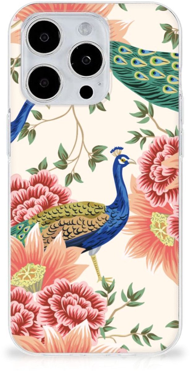 TPU Hoesje voor iPhone 15 Pro Max Pink Peacock