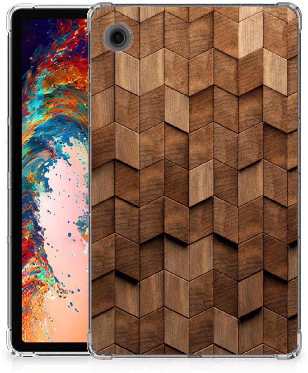 Back Cover voor Silicone Tablet Hoes voor Samsung Galaxy Tab A9 Wooden Cubes