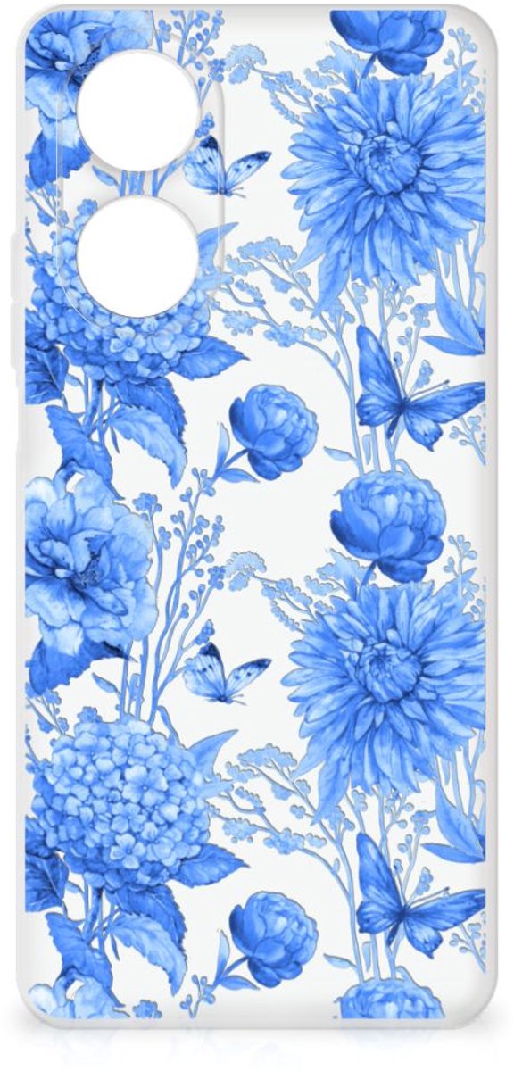 TPU Case voor OPPO A58 4G Flowers Blue