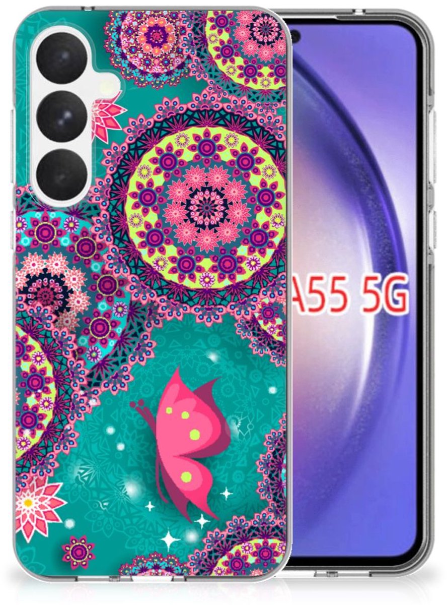 Samsung Galaxy A55 Hoesje maken Cirkels en Vlinders