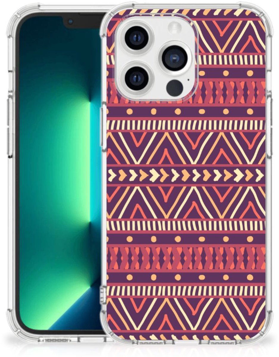 iPhone 13 Pro Max Doorzichtige Silicone Hoesje Aztec Paars